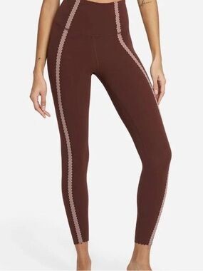 Nike Yoga Lux High Waisted Eyelet Leggings Bronze Eclipse 7/8
